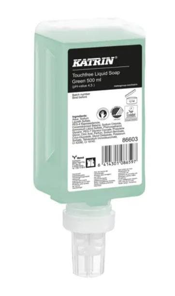 Sapone liquido per le mani Katrin da 0,5 litri, verde Katrin Touchfree.