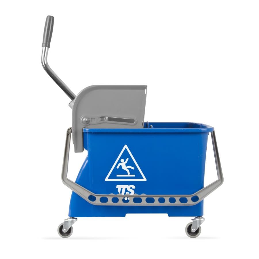 Double Bucket, L49 x B28 x H72 cm Kompakter Kunststofffahreimer, blau-grau