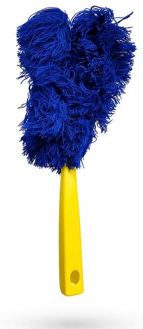 Fourchette en jaune/bleu, effet magnétique sur la poussière et utilisable à sec