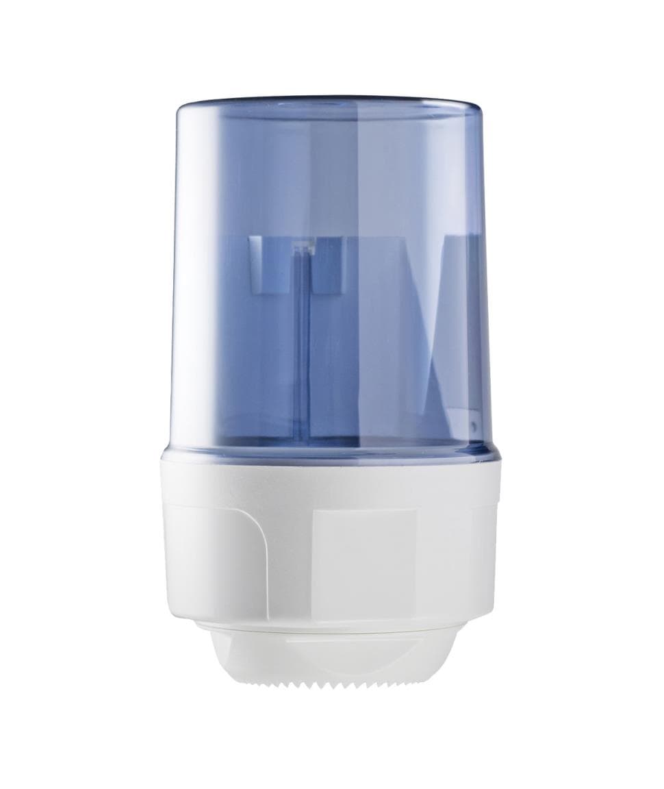 Putztuchrollenspender für Mini-Rollen Kunststoff weiss, Deckel transparent