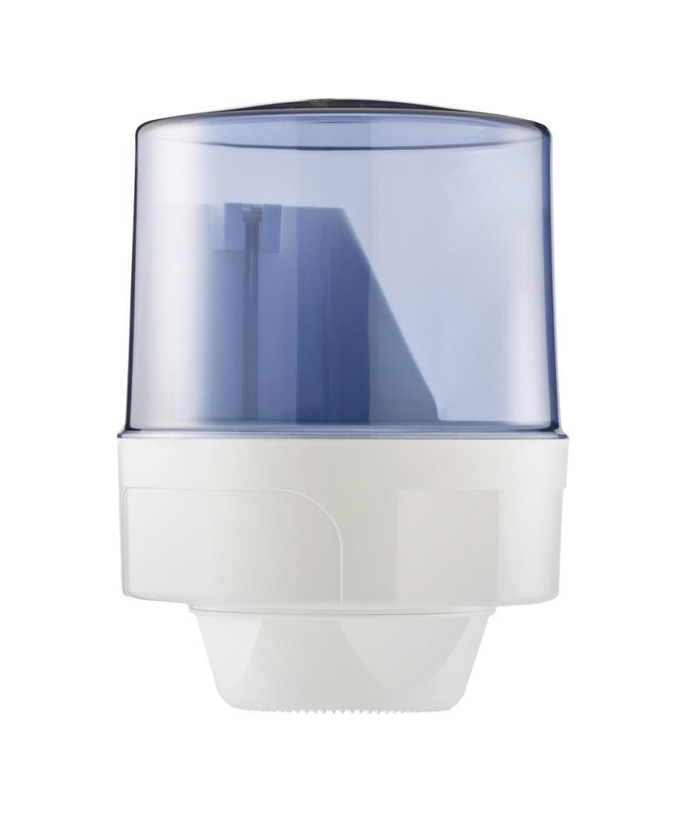 Putztuchrollenspender für Midi-Rollen Kunststoff weiss, Deckel transparent