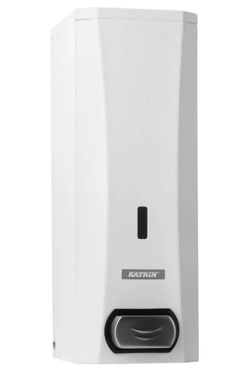 Schaum- und Flüssigseifenspender aus Metall, weiss, verschliessbar,