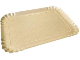 Servierplatte 28 x 19 cm, rechteckig, einseitig mit braunem Kraftpapier besch