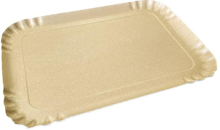 Servierplatte 42 x 28, rechteckig, einseitig mit braunem Kraftpapier besch