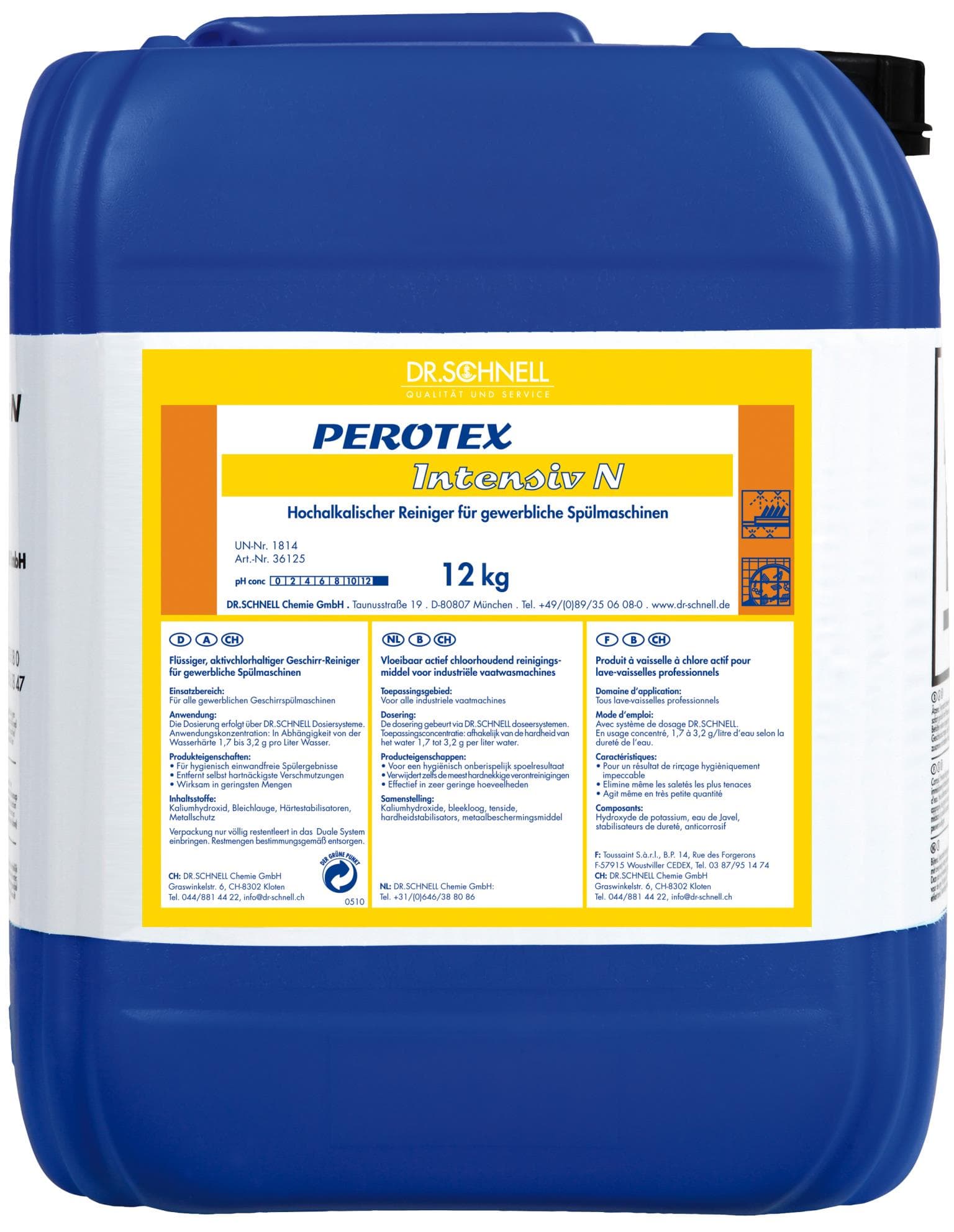 Perotex Intensiv N, chlorhaltiger Geschirrreiniger, für mittlere