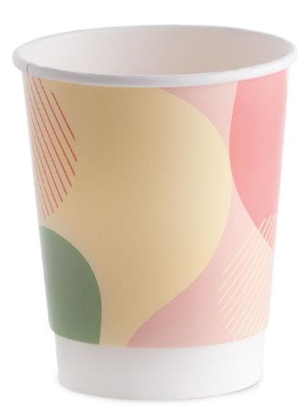 Kaffeebecher doppelwandig, weiss, 2 dl mit Standarddruck, ø 80 mm, Höhe 93 mm