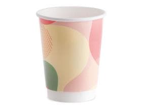 Kaffeebecher doppelwandig, weiss, 3 dl mit Standarddruck, ø 90 mm, Höhe 111 mm