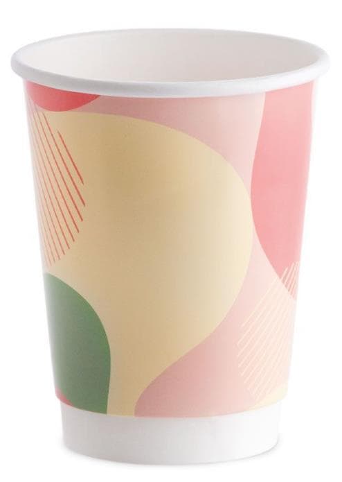 Kaffeebecher doppelwandig, weiss, 3 dl mit Standarddruck, ø 90 mm, Höhe 111 mm