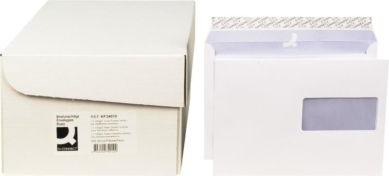 Q-CONNECT Briefumschläge C5, mit Haftklebeverschluss, Fenster rechts