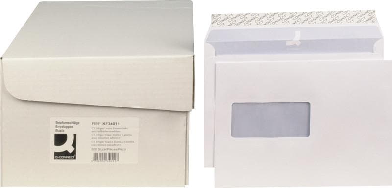 Q-CONNECT Briefumschläge C5, mit Haftklebeverschluss, Fenster links