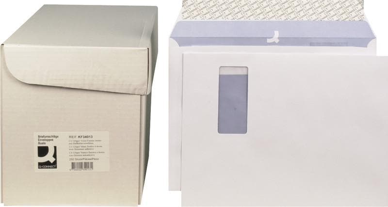 Q-CONNECT Briefumschläge C4, mit Haftklebeverschluss, Fenster rechts