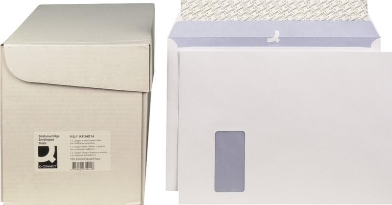 Q-CONNECT Briefumschläge C4, mit Haftklebeverschluss, Fenster links
