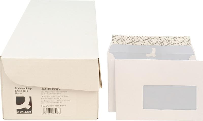 Q-CONNECT Briefumschläge C6, mit Haftklebeverschluss, Fenster rechts