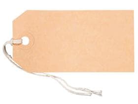 Étiquette suspendue 50 x 100 mm, marron avec œillet en carton et ficelle, 240 g/m²