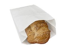 Sacchetto per il pane 1,0 kg rotondo, 24 x 8 x 36 cm, kraft soffiato 40 g/m², bianco, non stampato