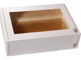 Scatola per torte grande 35,3 x 25,3 x 9,8 cm, 3 parti (base e coperchio con finestra)