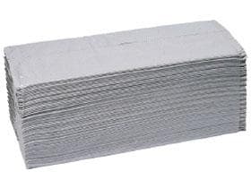 Serviettes en crêpe pliées, pliées en C, 1 épaisseur, 24,5 x 33 cm, 100 % recyclées, gris clair