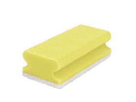 Éponge PU anti-rayures 15 x 7 x 4,5 cm, jaune/blanc, éponge tampon avec tampon blanc