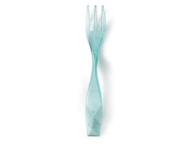 Mini ciondolo a forma di forchetta, in plastica (PS) verde cristallo, lunghezza 105 mm