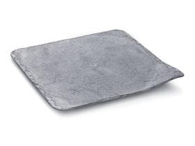 Piatti da portata in pietra, in plastica (PS) grigio, quadrati 11 x 11 cm