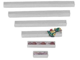 Barre transparente blanche brillante, unie, pour 3 chocolats (30x30x90 mm),