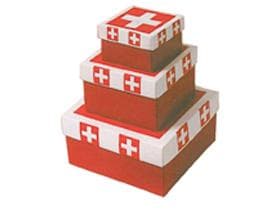 Confezione con motivo "Svizzera", cubo formato 3 (130x130x67mm), rosso/bianco, senza interno