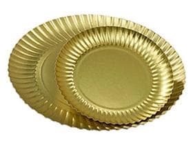 Goldteller aus Karton ø 24 cm rund mit gepresstem Rand