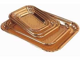 Plats de service carrés 15 x 20 cm, ingraissables, modèle « PRESTIGE », dorés