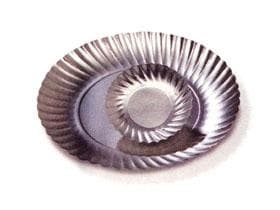 Kartonteller ø 35 cm rund, silber mit gepresstem Rand