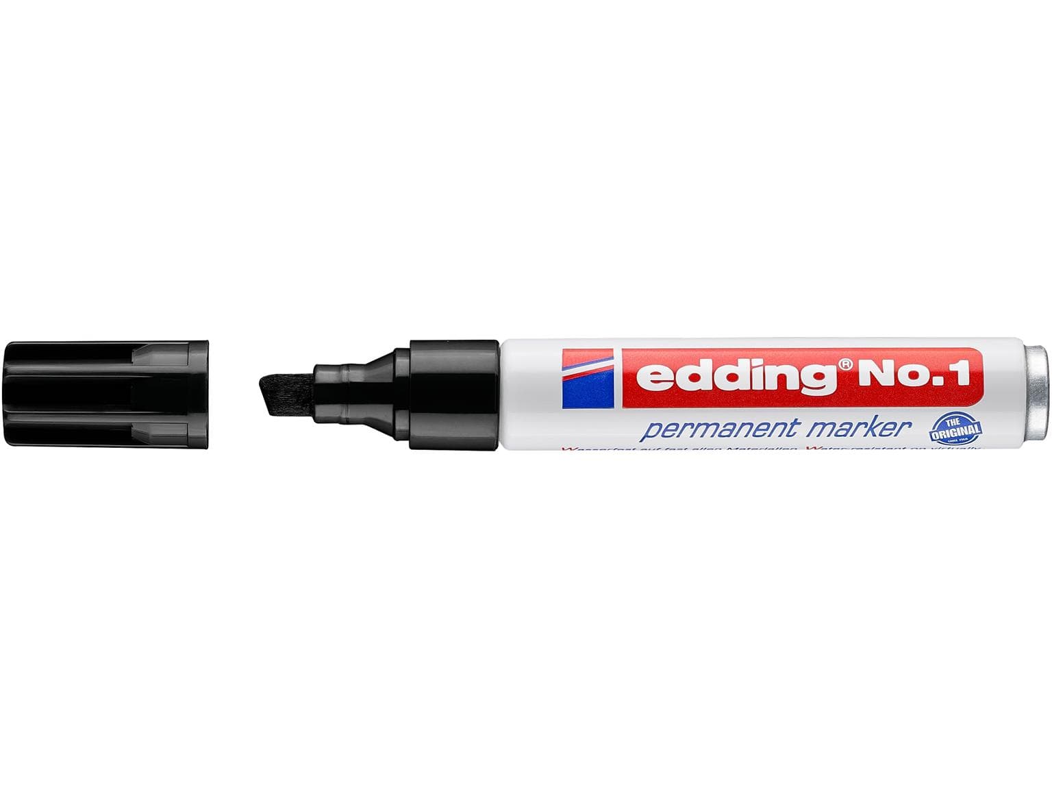 Marqueur permanent Edding 1 pointe biseautée noire 1-5 mm, classique