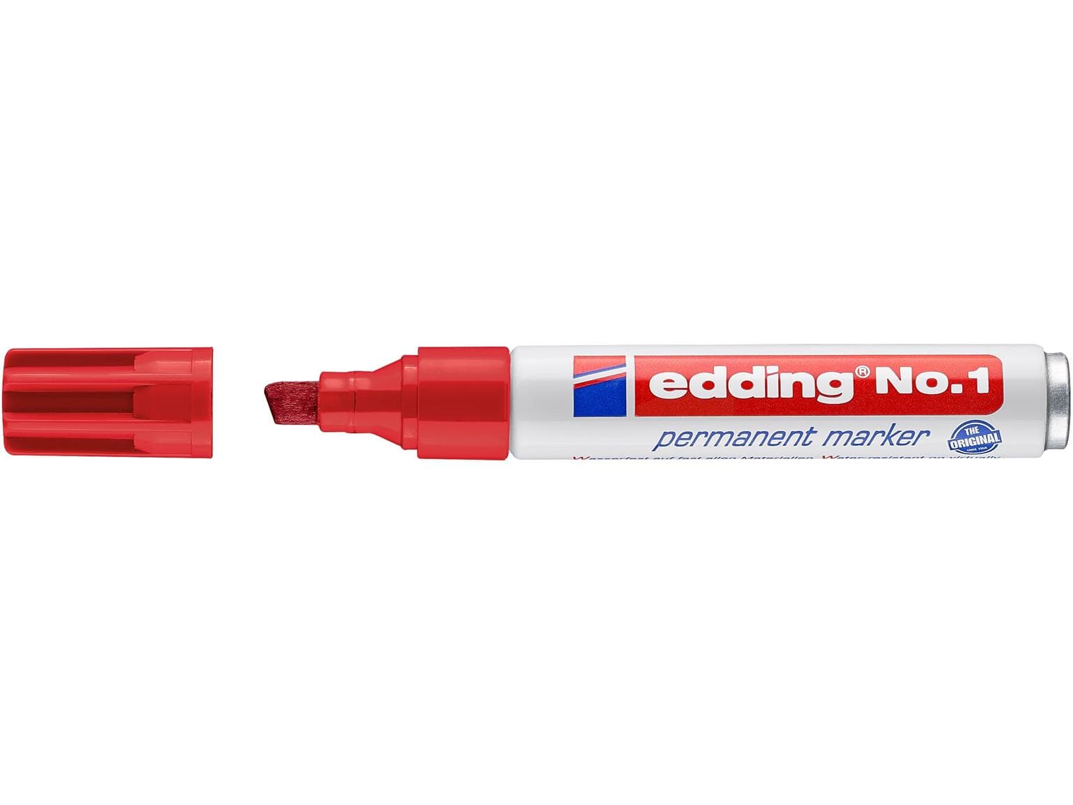 Marqueur permanent Edding 1 pointe biseautée rouge 1-5 mm, classique