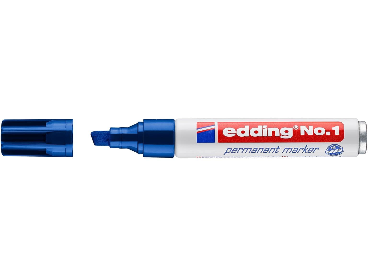 Marqueur permanent Edding 1 pointe biseautée bleue 1-5 mm, classique