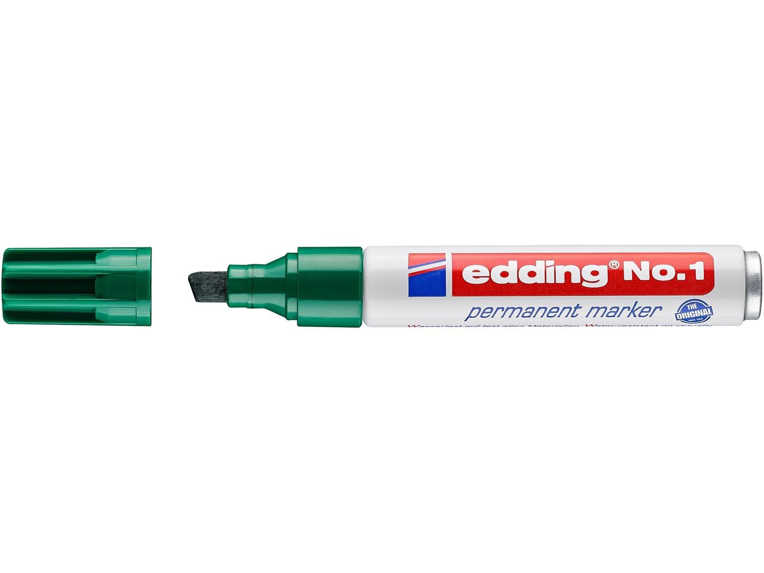Marqueur permanent Edding 1 pointe biseautée verte 1-5 mm, classique