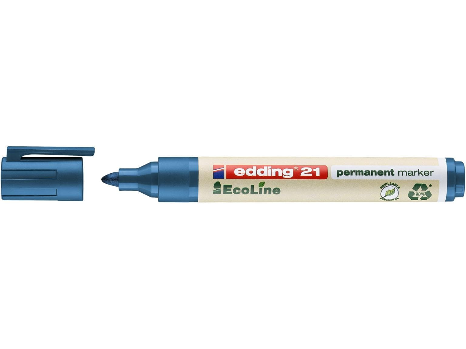 Marqueur permanent edding 21 Ecoline pointe ogive bleue 1,5-3 mm, respectueux de l'environnement