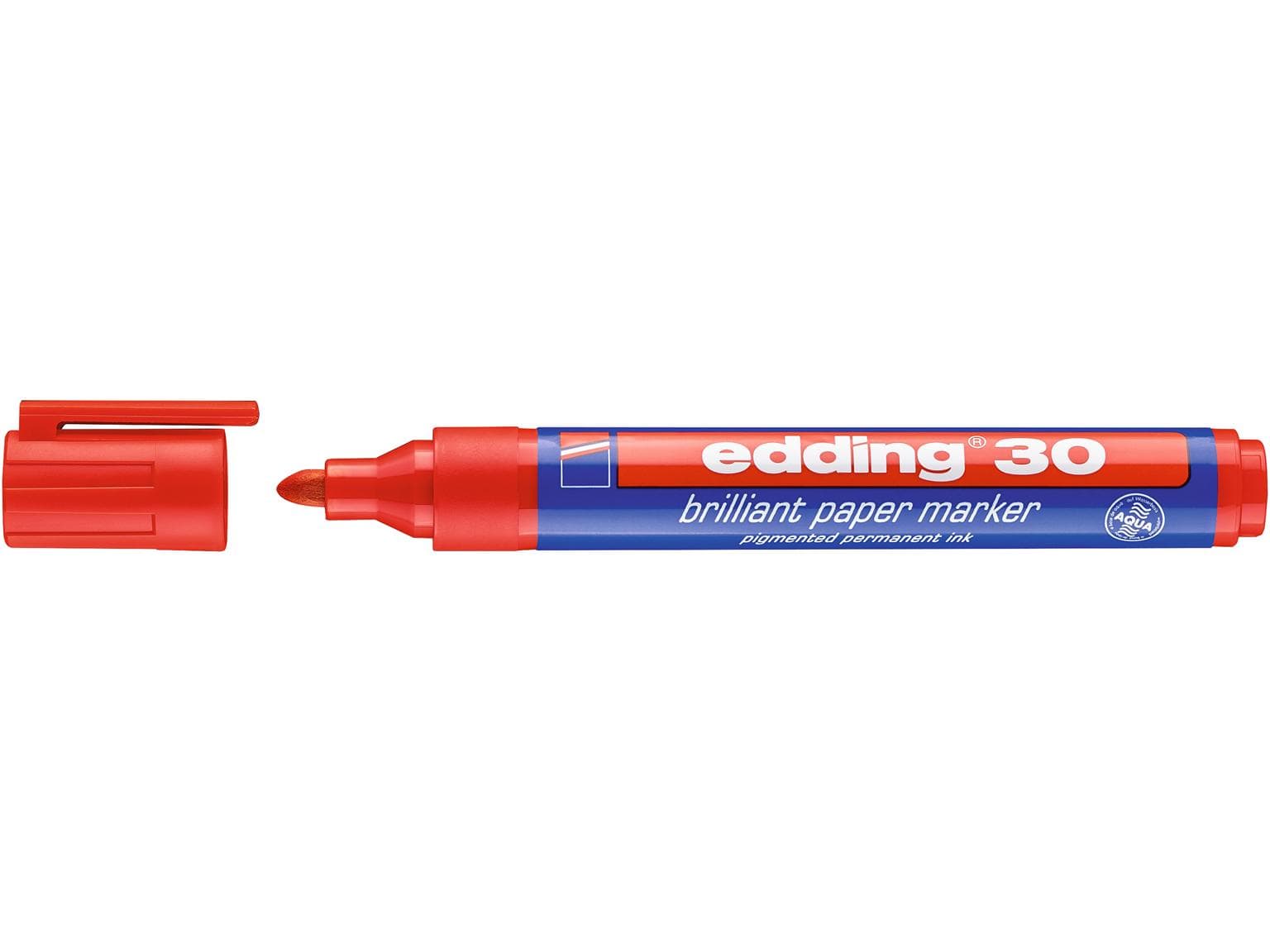Marqueur permanent edding 30 rouge pointe ronde 1,5-3 mm, couleur brillante