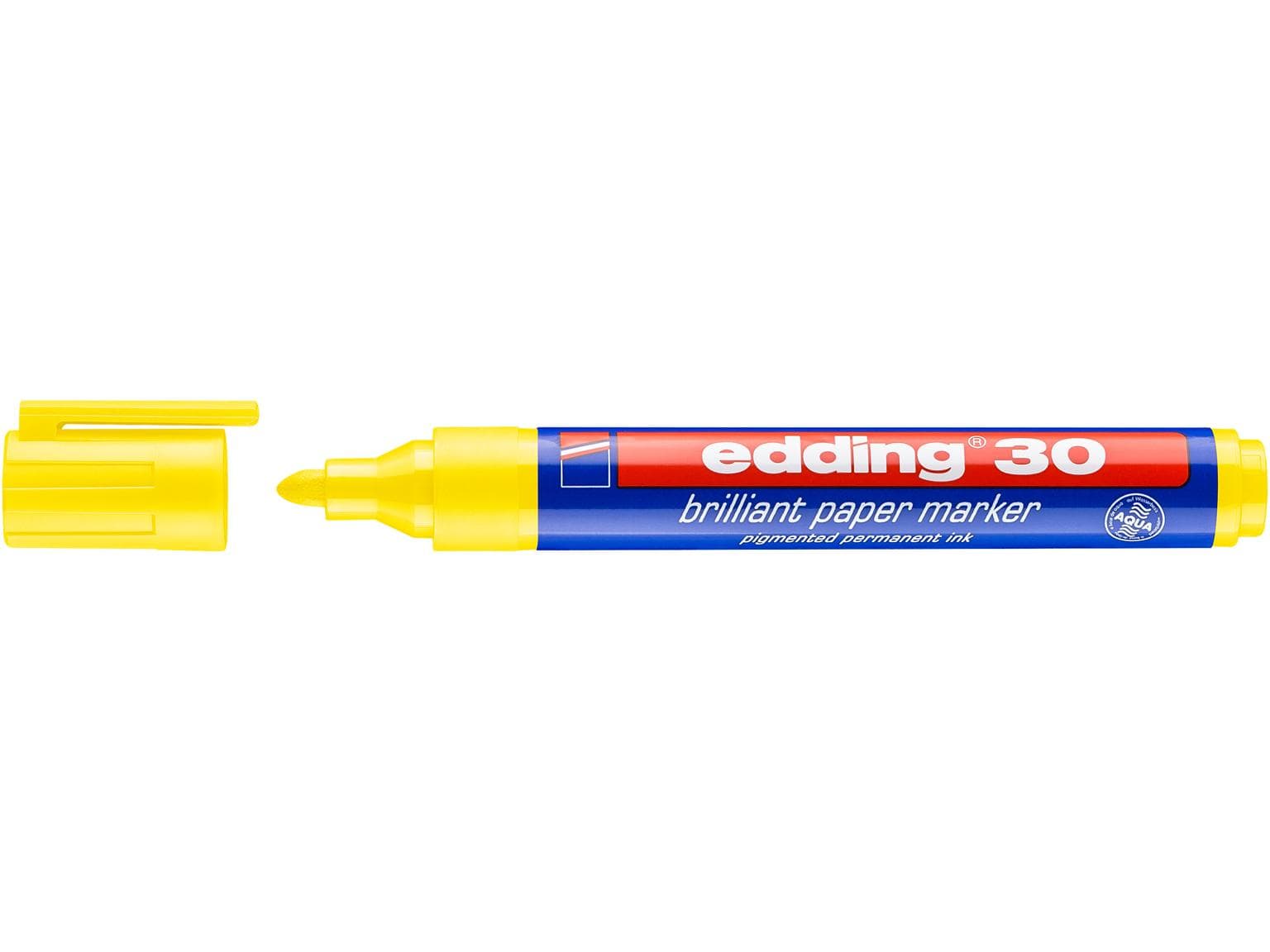 Marqueur permanent edding 30 jaune pointe ronde 1,5-3 mm, couleur brillante