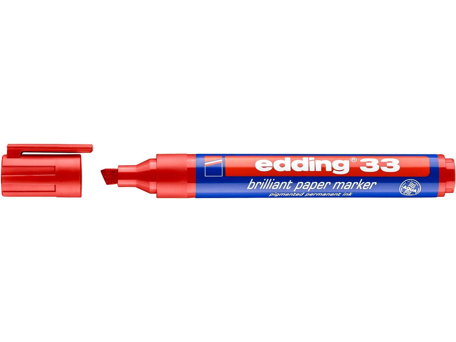 Marqueur permanent edding 33 pointe biseautée rouge 1-5 mm, couleur brillante