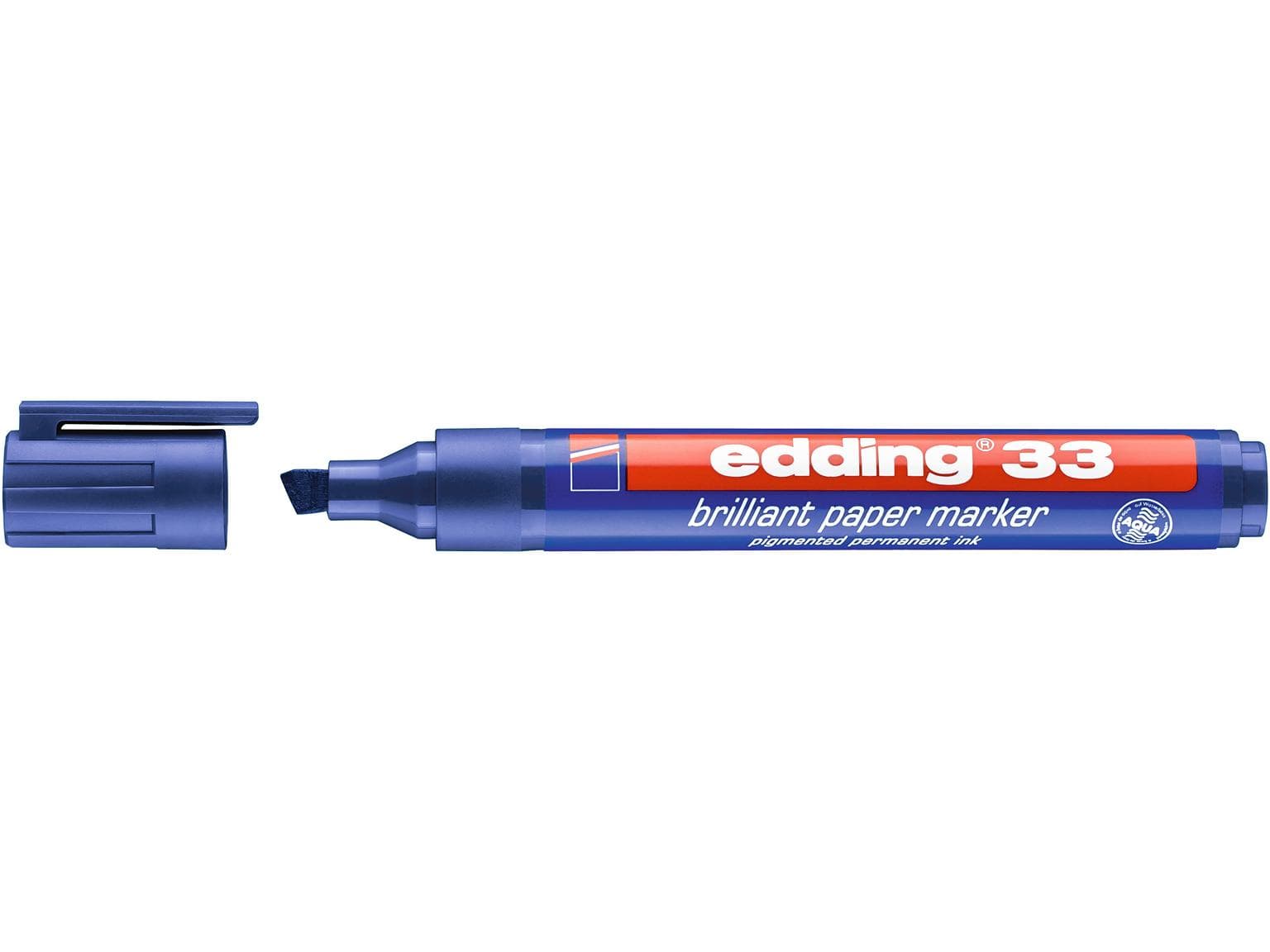 Marqueur permanent Edding 33 bleu pointe biseautée 1-5 mm, couleur brillante