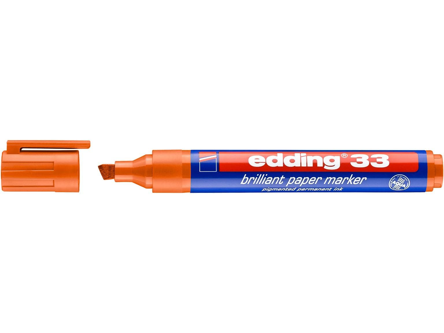 Marqueur permanent edding 33 pointe biseautée orange 1-5 mm, couleur brillante