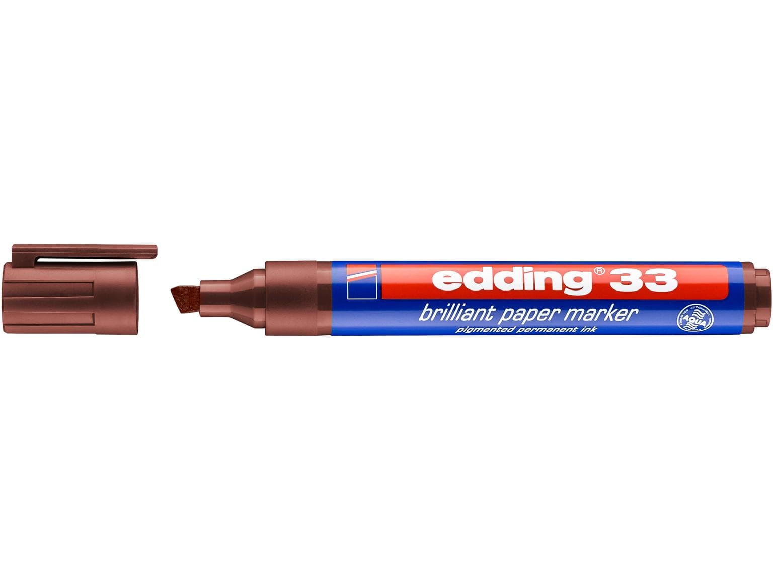 Marqueur permanent edding 33 pointe biseautée marron 1-5 mm, couleur brillante