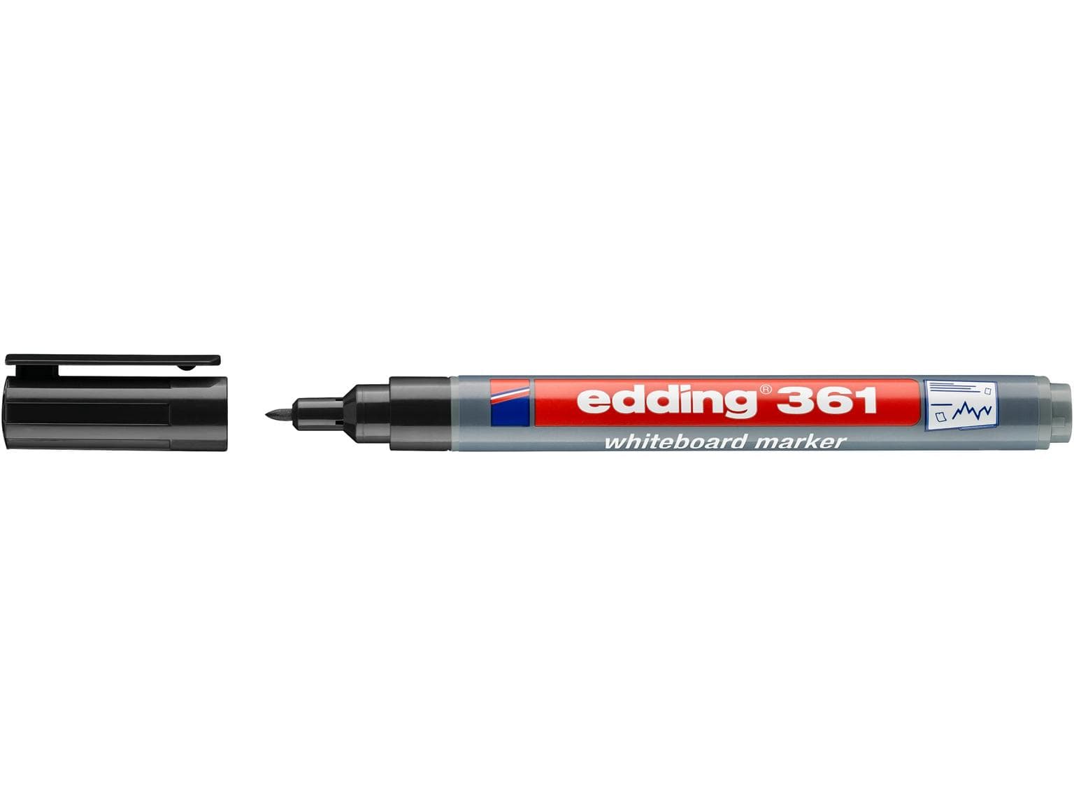 Edding Boardmarker 361 noir pointe ronde 1 mm, marqueur pour tableau blanc fin