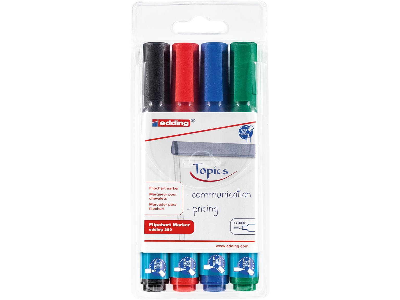 marqueur pour tableau à feuilles edding 380 E-4 pointe ronde 1,5-3 mm, marqueur pour tableau à feuilles