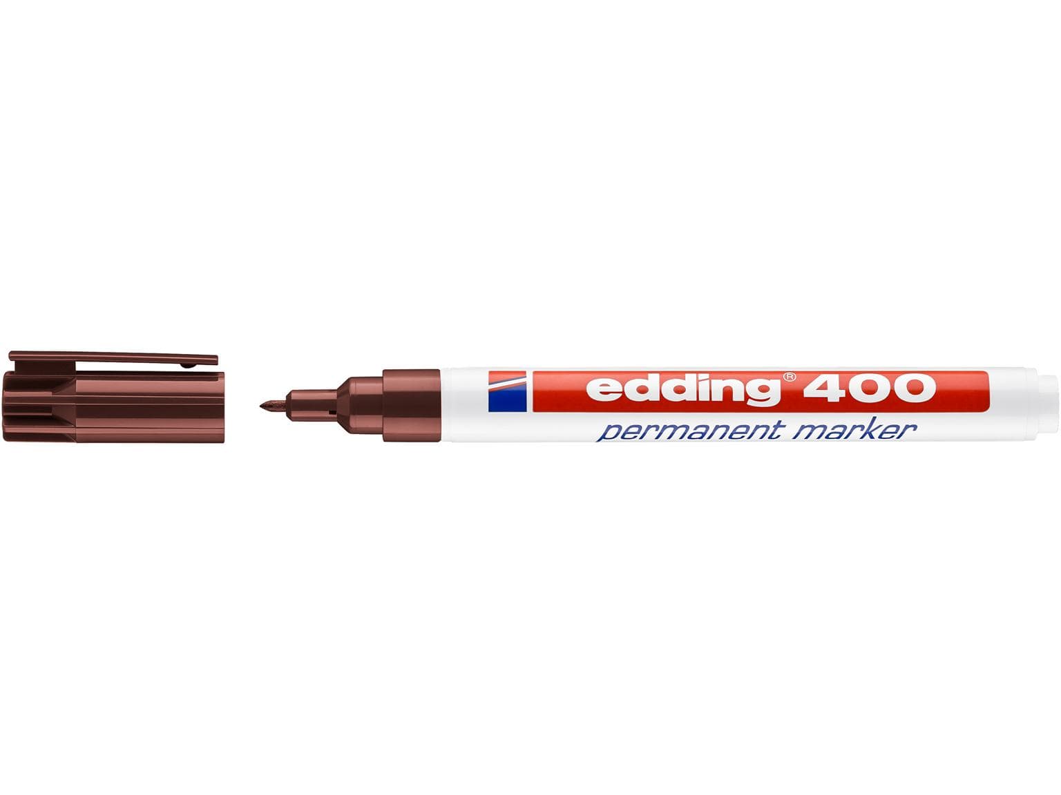 Marqueur permanent Edding 400 marron pointe ronde 1 mm, écriture fine