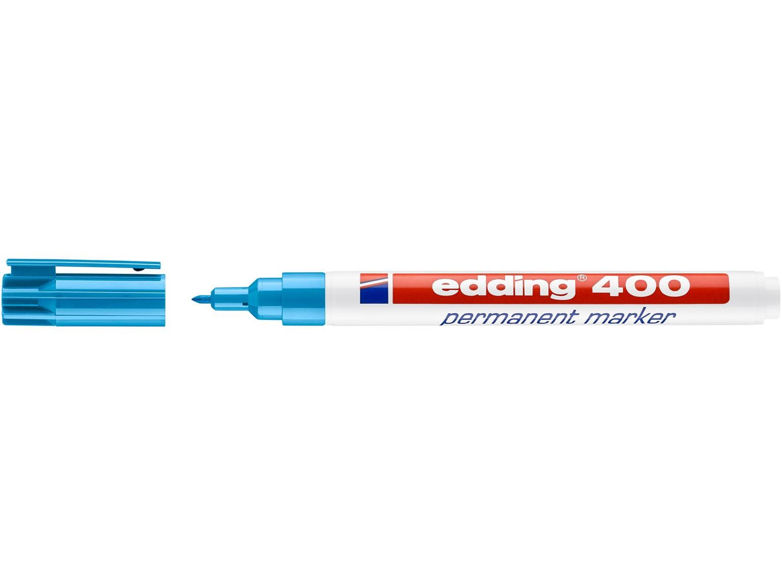 Marqueur permanent Edding 400 bleu clair pointe ronde 1 mm, écriture fine