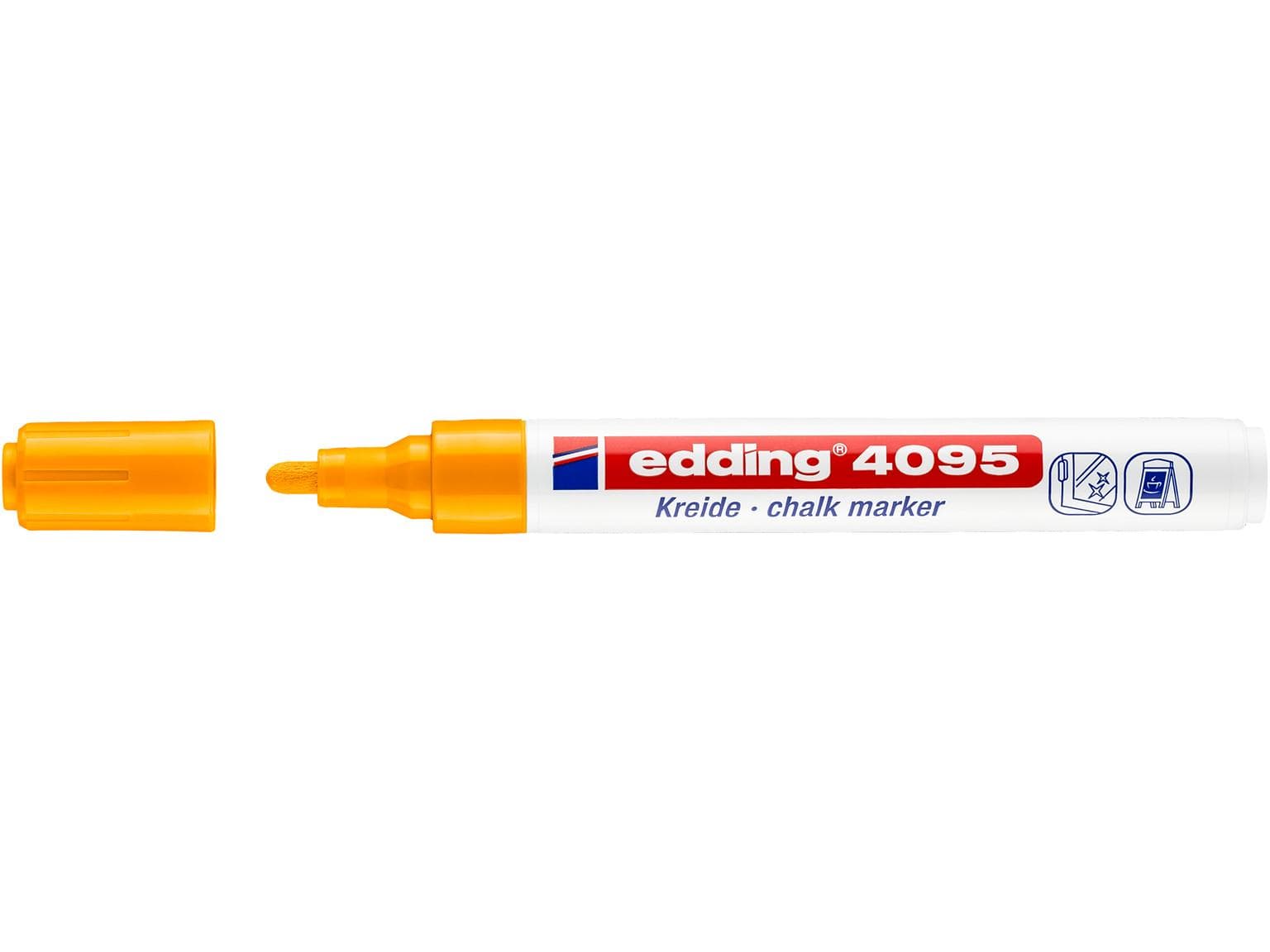 Marqueur craie edding 4095 orange fluo pointe biseautée 4-15 mm, non permanent