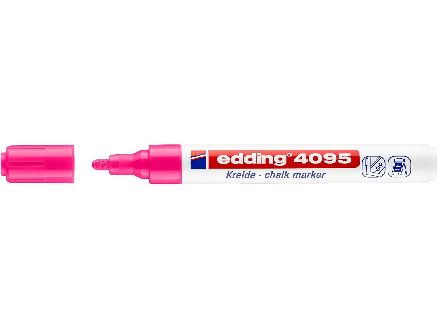 Marqueur craie edding 4095 rose fluo pointe biseautée 4-15 mm, non permanent