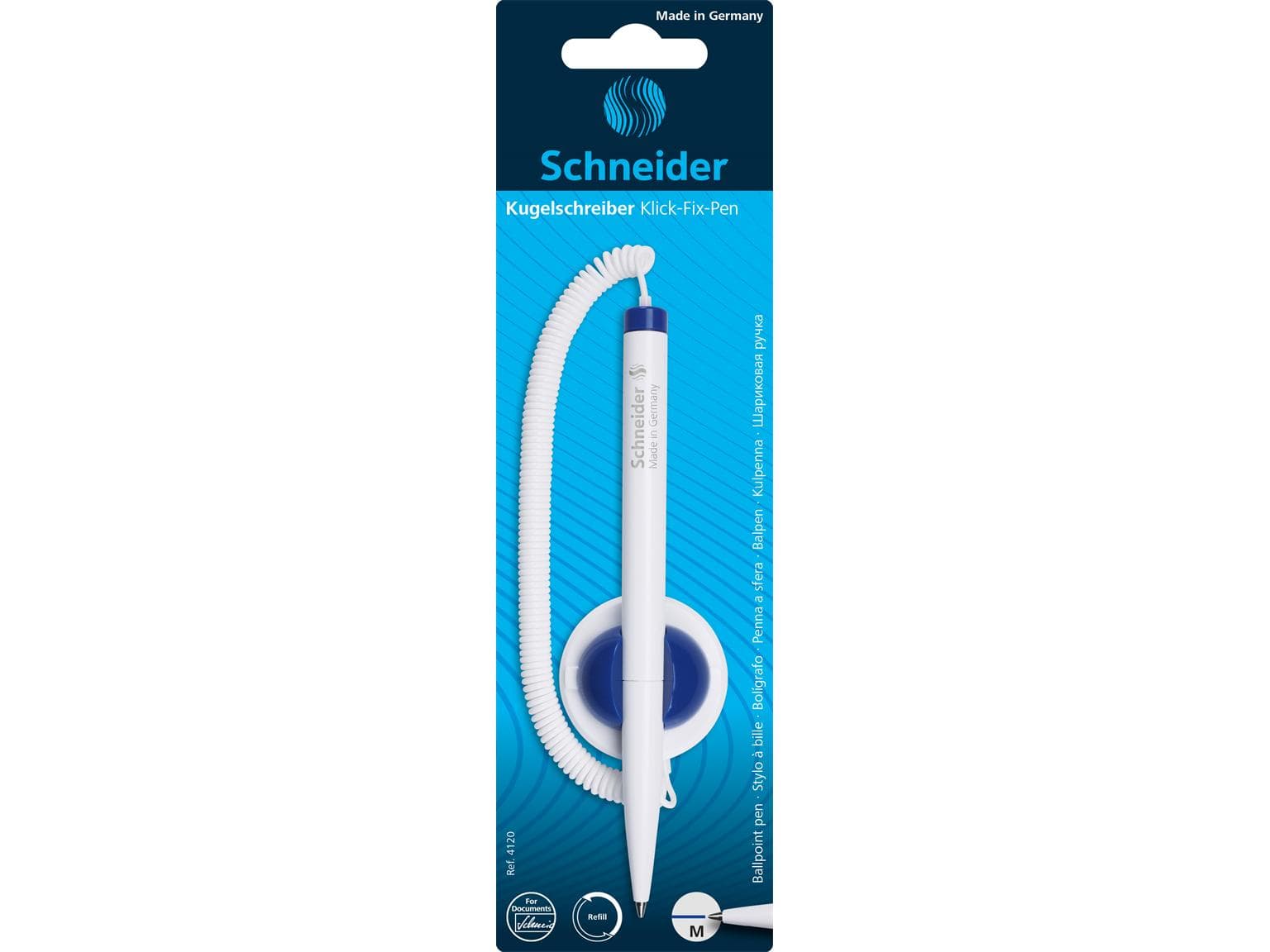 Schneider Klick Fix Pen Universal avec cordon télescopique sur la mâchoire de serrage