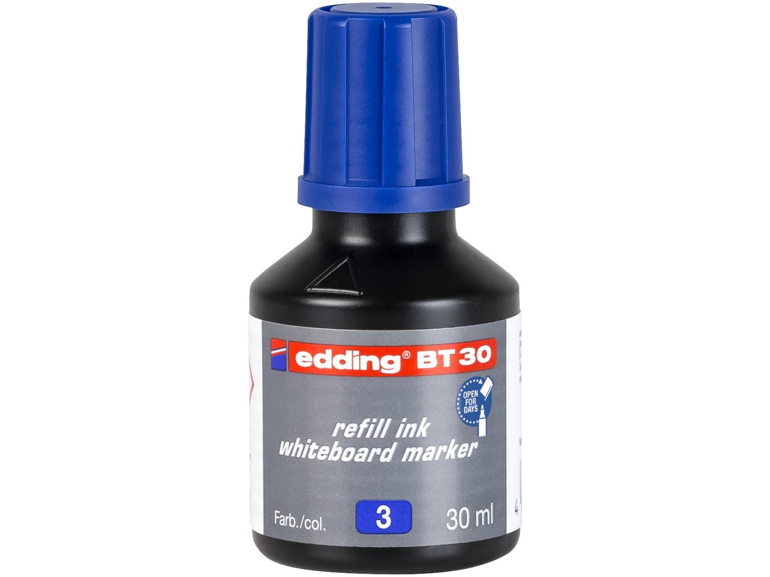 Recharge d'encre bleue Edding BT30 avec système de dosage par gouttes