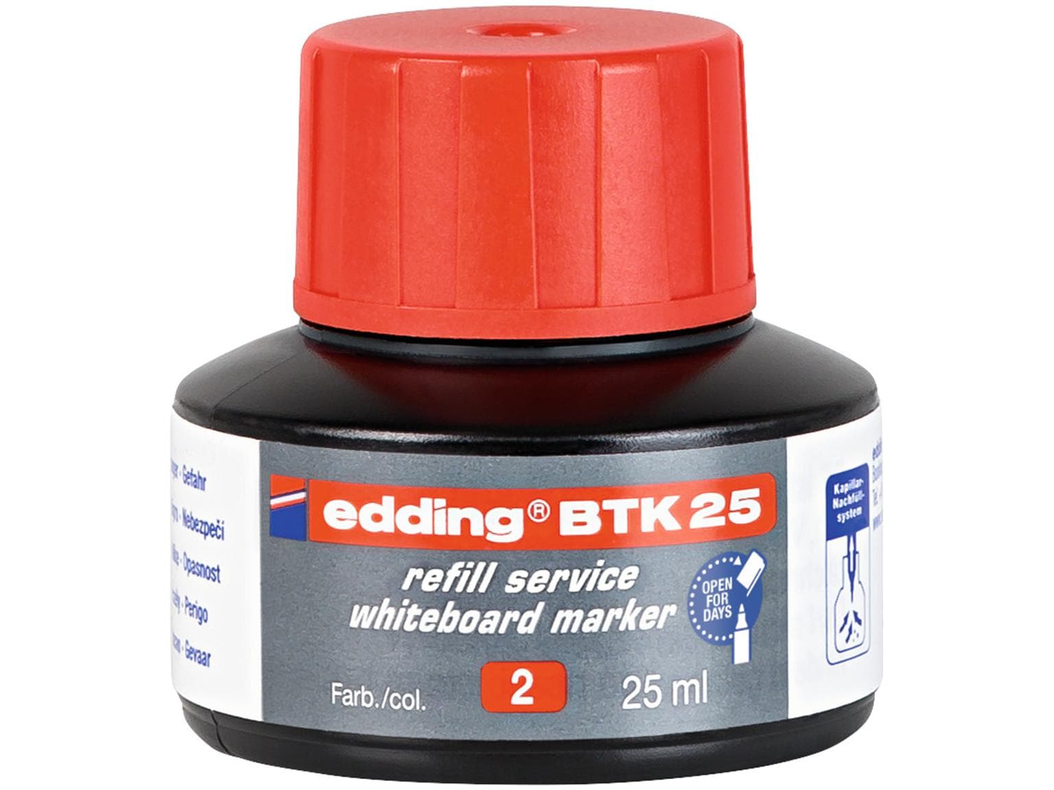 Recharge d'encre edding BTK25 rouge avec système capillaire