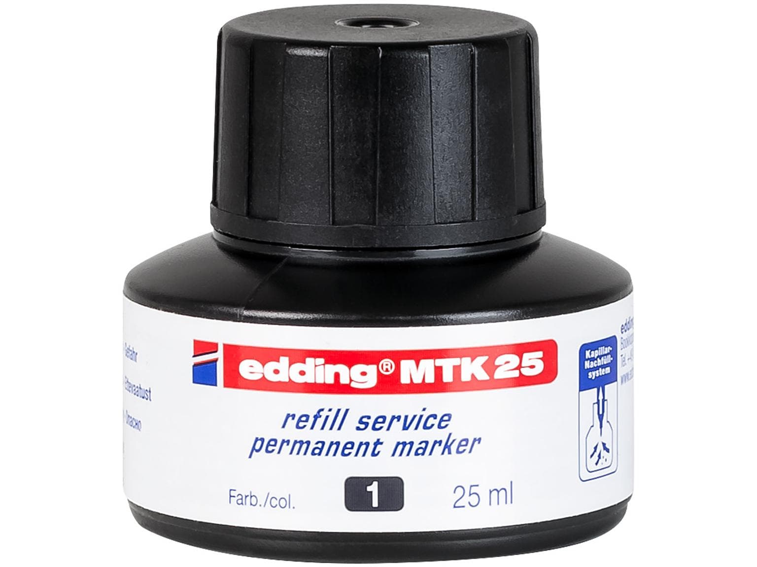 Recharge d'encre edding MTK25 noire avec système capillaire
